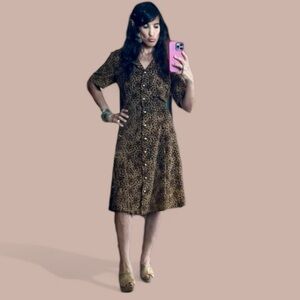 Vintage Leslie Fay Leopard Print Maxi Dress Orange